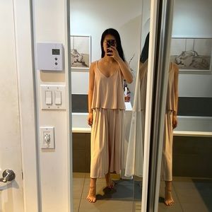 Uniqlo light pink cami wide leg jumpsuit - size S